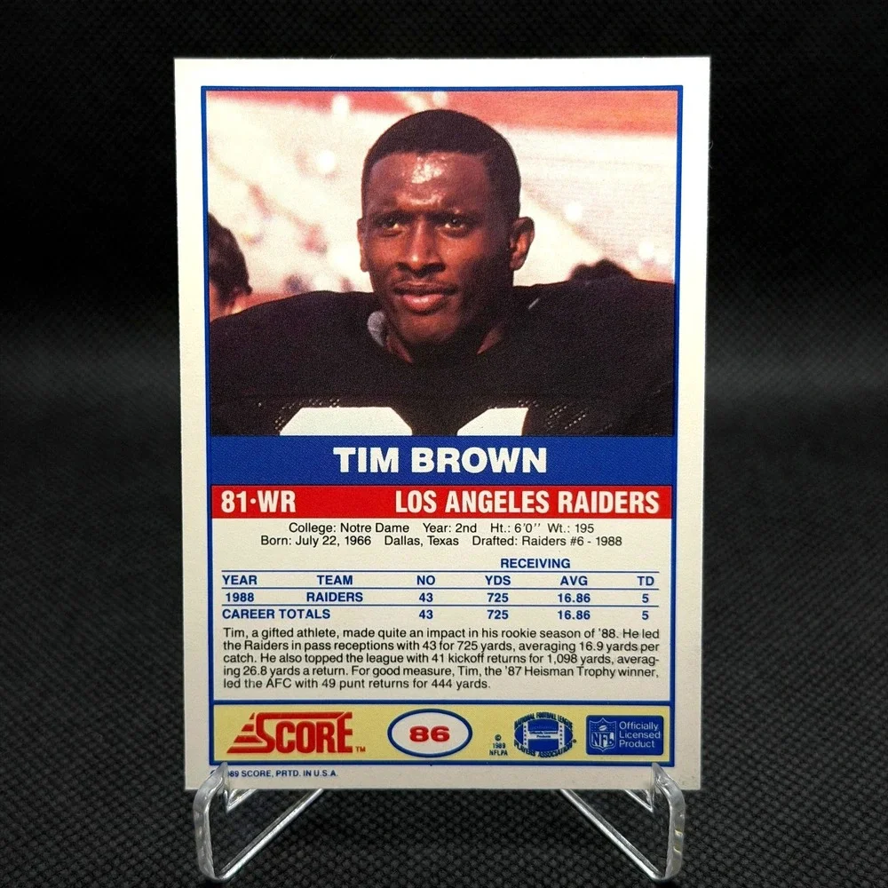 Tim Brown 1989 Score #86 Raiders Football Card NM
